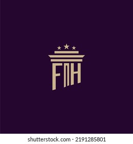 FH initial monogram logo design for lawfirm lawyers with pillar vector image