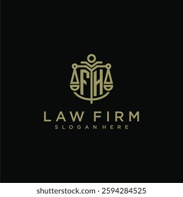 FH initial monogram logo for lawfirm with scale vector design
