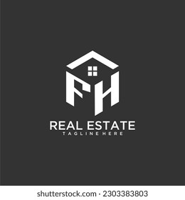 FH initial monogram logo for real estate with polygon shape creative design
