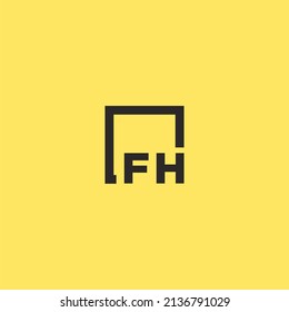 FH initial monogram logo with square style design