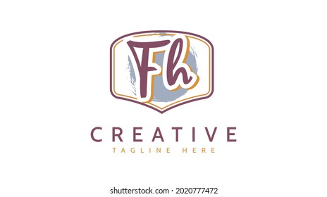 FH Initials, handwriting logo vector