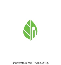 Ilustración del diseño del logotipo del icono de la hoja de FH