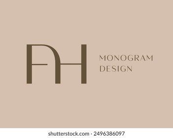 FH Buchstaben Logo Icon Design. Klassische Luxus Initialen Monogramm.