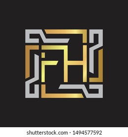FH Letter logo initial capital monogram with abstract ornament