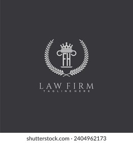 FH letter monogram logo for lawfirm with pillar  crown image design