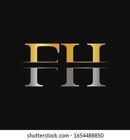 Plantilla vectorial de diseño de logotipo de tipo de letra FH. Diseño del logotipo de carta abstracta FH