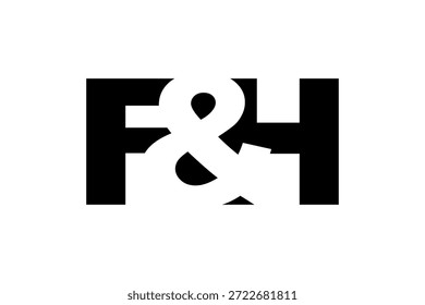 Diseño del logotipo de FH en estilo audaz. Símbolo de identidad blanco y negro. Emblema de tipografía moderna. Icono de marca Corporativa. Mínima Plantilla de negocio.