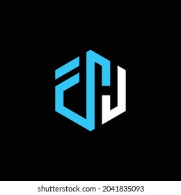 FH logo design Initial Letter Hexagon Shape, Vector Illustration