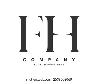 FH logo design. Initial letter f and h serif font style. Creative classic company name typography. Trendy logotype or identity. Vector illustration.