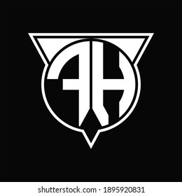 FH Logo monogram with circle shape and half triangle rounded on black background