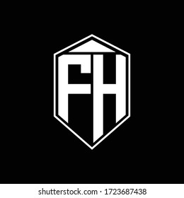 FH-Logo-Monogramm mit Emblem-Kombinationsschnur auf oberster Design-Vorlage