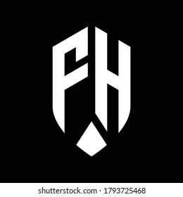 monograma del logotipo fh con plantilla de diseño de estilo de escudo de emblema