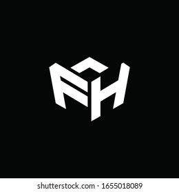 FH logo monogram with emblem style ribbon design template