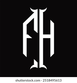 FH Logo monogram hexagon shield with horn shape design template