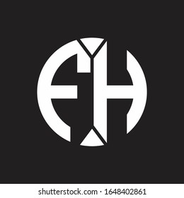 Monograma del logotipo FH con estilo de cinta circular en pieza