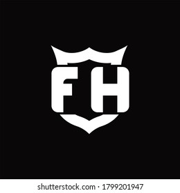 FH Logo monogram with shield around crown shape design template