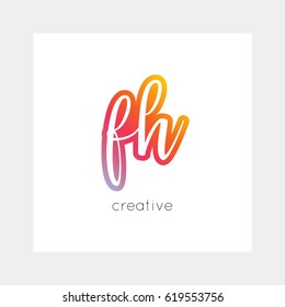 FH logo, vector. Useful as branding, app icon, alphabet combination, clip-art.