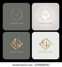 FH luxury typography letter logo. FH Creative style logo but still simple lettering and modern. 
