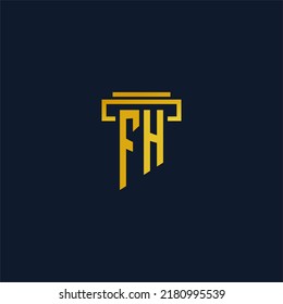 Logotipo inicial del monograma FH para la firma de abogados con diseño de hitos