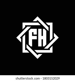 FH monogram logo with abstract square around design template