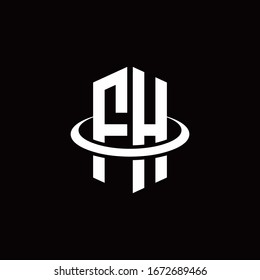 Logotipo del monograma de FH en forma de hexágono y rodeado por un anillo
