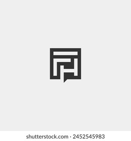 FH monogram logo inside black square box frame. F and H logo.