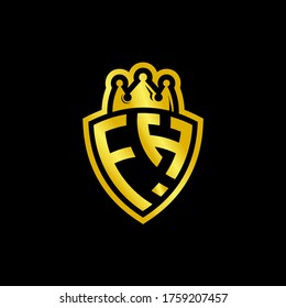 FH monogram logo with shield and crown style design template isolated on black background