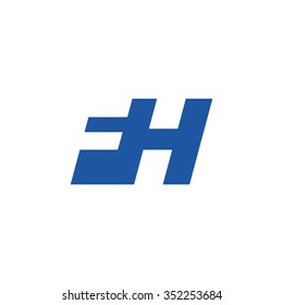 FH negative space letter logo blue