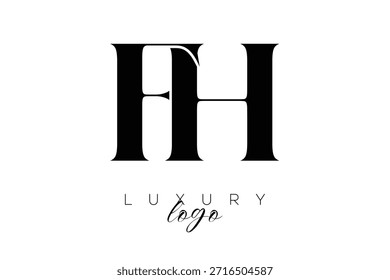 Logotipo de la tipografía del monograma de la letra de FH Serif para la identidad elegante de la marca de Premium