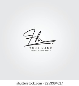 FH Simple Signature Logo - Handwritten Vector Template for F and H Logo