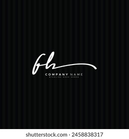 FH Simple Signature Logo - Handwritten Vector Template for F and H Logo