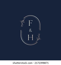 FH Hochzeitslogo-Anfangsbuchstaben in hochqualitativem professionellem Design, das gut in allen Printmedien drucken kann