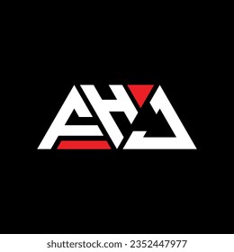 FHJ triangle letter logo design with triangle shape. FHJ triangle logo design monogram. FHJ triangle vector logo template with red color. FHJ triangular logo Simple, Elegant, and Luxurious design.