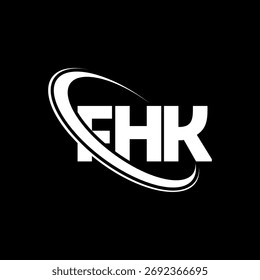 Logo de FHK. Letra FHK. Diseño del logotipo de la letra de FHK. Logotipo de FHK con el círculo y el logotipo del monograma en mayúsculas. Tipografía FHK para tecnología, negocio y marca inmobiliaria.