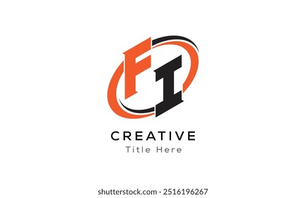 Logotipo de letra creativa FI con área de círculo. Letra inicial FI enlazado círculo en mayúscula monograma logo. Diseño de Vector de logotipo de letra inicial FI.
