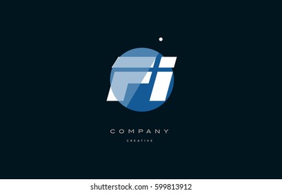 fi f i  blue circle dot big font alphabet company letter logo white design vector icon template 