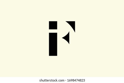 FI or IF and F or I Letter Initial Logo Design, Vector Template