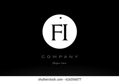 FI F I simple black white circle background alphabet company logo design vector icon template