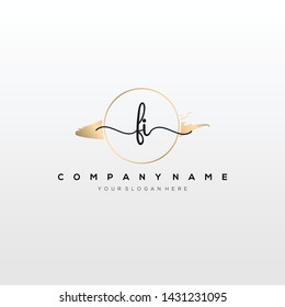 FI handwriting initial logo template vector.