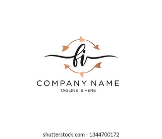FI handwriting initial  logo vector