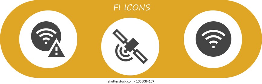 fi icon set. 3 filled fi icons.  Collection Of - Wifi, Signal