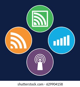 Fi icons set. set of 4 fi filled icons such as signal