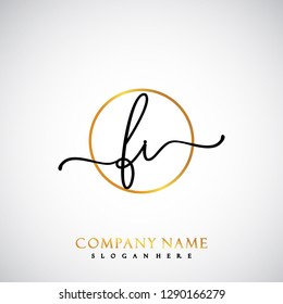 FI Initial Handwriting logo template vector