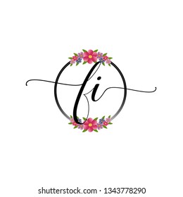 FI  Initial Handwriting logo template vector