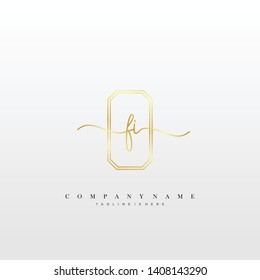 FI initial handwriting logo template vector
