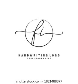 FI Initial handwriting logo template vector