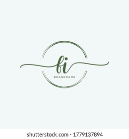 FI Initial handwriting logo vector