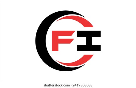 FI initial letter creative circle icon swoosh logo design vector. monogram, lettermark, circle, calligraphy, symbol, emblem, elegant, abstract, wordmark, sign, art, typography, icon, minimal, premium