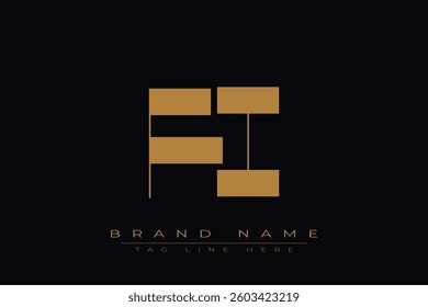 FI initial letter logo design. Letter F and I luxury alphabet letter logo icon template