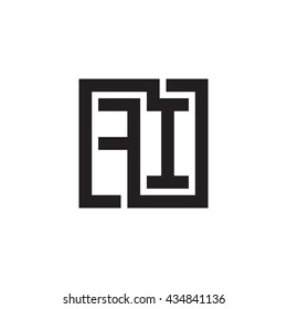 FI initial letters looping linked square monogram logo